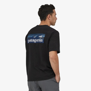 PATAGONIA男士Boardshort Logo混纺短袖T恤休闲口袋T恤 巴塔哥尼亚37655 INBK墨黑色 XS
