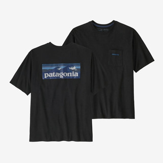 PATAGONIA男士Boardshort Logo混纺短袖T恤休闲口袋T恤 巴塔哥尼亚37655 INBK墨黑色 XS