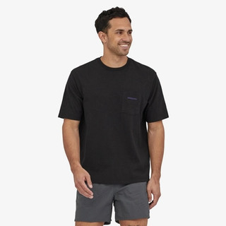 PATAGONIA男士Boardshort Logo混纺短袖T恤休闲口袋T恤 巴塔哥尼亚37655 INBK墨黑色 XS