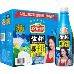欢乐家 椰子汁1kg*6瓶 杨幂代言 椰肉生榨果汁植物蛋白饮料 果汁礼盒送礼