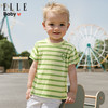 ELLE BABY 儿童T恤条纹棉透气幼中大童夏装T恤短袖上衣 绿色条纹 110码