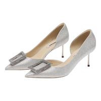 73hours  X R.S.G 联名高定婚鞋系列慢镜头2024春季新款尖头高跟鞋-/