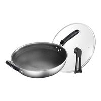 苏泊尔(SUPOR)不锈钢蜂窝不易粘炒菜锅28cm煎锅燃气电磁炉通用 EC28JKC01 蜂窝蚀纹不锈钢 28cm