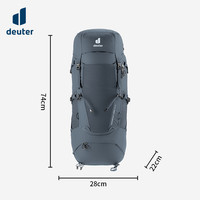 多特（Deuter）登山包 征途5-7日重装大容量户外包 徒步旅行露营探险双肩背包 石墨灰-40+10L   