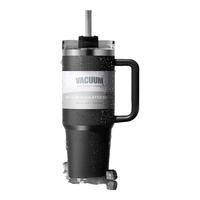 ROYALLOCKE 冰霸杯304不锈钢水杯咖啡杯保温杯保冷吸管随行便携杯子大容量 黑色1200ML