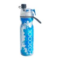 O2COOL 喷雾水杯儿童学生喷水杯子男女士户外运动健身保冷降温挤压软水壶 蓝色水滴