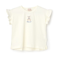 petit main日本童装春夏款女童印花小飞袖圆领T恤