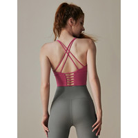 KEJIMITAO美背运动内衣女夏季防震文胸防下垂跑步外穿训练瑜伽背心bra 油灰粉 XL