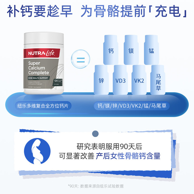 NUTRA LIFE Nutralife纽乐维生素d3钙片柠檬酸钙镁锌维生素k2成人多维元素片