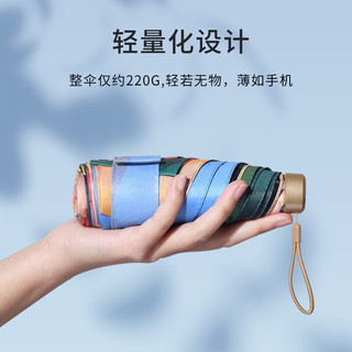 绿野客国防晒伞女防晒防紫外线太阳伞晴雨两用小巧便携轻高颜值迷你伞 六折黑胶【麦田与柏树】
