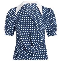 【真丝】夏季桑蚕丝时尚气质波点衬衫女真丝短袖衬衣