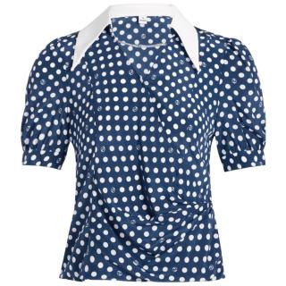 【真丝】夏季桑蚕丝时尚气质波点衬衫女真丝短袖衬衣