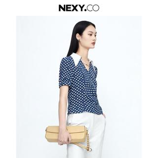 【真丝】夏季桑蚕丝时尚气质波点衬衫女真丝短袖衬衣