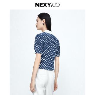 【真丝】夏季桑蚕丝时尚气质波点衬衫女真丝短袖衬衣