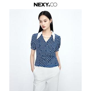 【真丝】夏季桑蚕丝时尚气质波点衬衫女真丝短袖衬衣