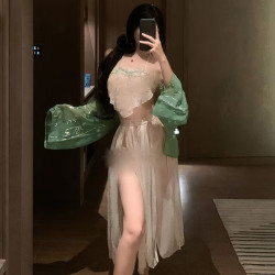 霏慕 情趣古风汉服 大唐风华[肚兜+分片绑裙+T裤+宽袖披衫]