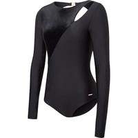 速比涛（Speedo）全新小黑裙斜切剪裁性感露背温泉度假 防晒长袖连体泳衣女 黑色 34