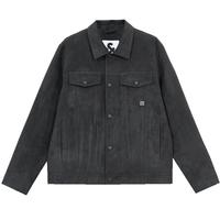 杰克·琼斯（JACK&JONES）25年男装外套男年春秋仿麂皮上衣翻领夹克男轻商务休闲外套高档 E44黑砂色 3XL