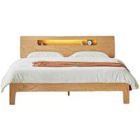 京东京造 杯中梦系列 简约实木床 原木色 180*200cm 夜灯款