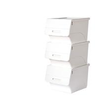 CHAHUA 茶花 2885 斜翻盖收纳箱 34L*3个 浅灰黄