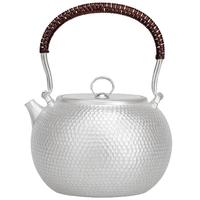 银器时代纯手工银壶烧水壶锤纹足银S999办公带电陶炉银茶具茶壶煮茶壶 中号带滤网环钮款420克 900ml 足银999+证书