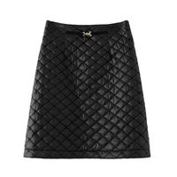 晚白2025春款时尚简约小个子穿搭半裙休闲百搭纯色短款夹棉a子半身裙 黑色 S