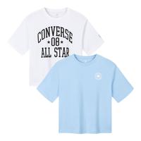 Converse【2件装】匡威儿童T恤男童短袖儿童半袖纯棉休闲圆领t恤儿童上衣 天空蓝+白色 110 /52 【身高98-104cm】