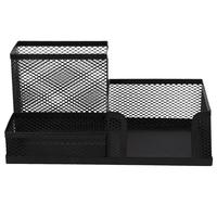 wilion 惠朗 7267 金属网纹多功能笔筒 3格 黑色 单个装