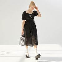 I'M ONE 女士时尚收腰短袖连衣裙