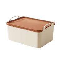 百草园手提桌面收纳盒杂物零食收纳筐储物箱卧室厨房收纳玩具带盖浅小号