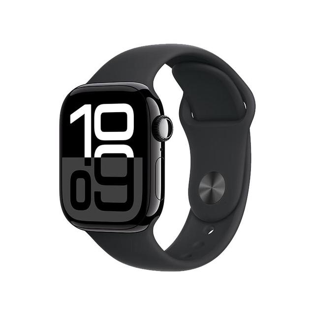 Apple Watch Series 10 智能手表 GPS+蜂窝网络款 46mm 亮黑色 黑色橡胶表带 M/L