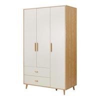 LINSY 林氏家居 JC21D-A 简约三门衣柜 原木色+白色 1.2m