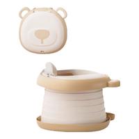 iuu儿童折叠马桶外出车载便携小马桶男女宝宝尿盆便盆旅行移动坐便器 【折叠款】 卡其色+垃圾袋+收纳袋 赠：垃圾袋*25+吸水沙*5+收纳袋