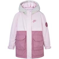 NIKE 耐克童装女童中长款保暖棉服24冬季大口袋儿童连帽外套 樱花粉 155/76(XL)