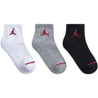 NIKE JORDAN 耐克AJ男女童中筒短袜3双装3A抗菌莱卡面料儿童运动袜子 岩岭灰 3双 7-9岁 【脚长20-22cm】