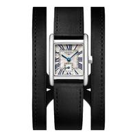浪琴(LONGINES)瑞士手表 迷你黛绰维纳系列 石英皮带女表 L52004710 复古放射波纹21.5 X 29.0