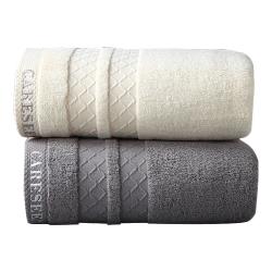 康尔馨 纯棉加厚吸水面巾 毛巾 75*40cm 灰+黄 180g 2条装