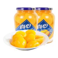 真心黄桃水果糖水罐头760g*2玻璃瓶装休闲零食送老人儿童饭后甜点 760