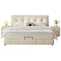 全友家居奶油风布艺床家用软包床主卧室双人大床1.8米2米家具115081 【高脚】单床 1.8*2.0m