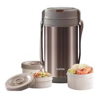 苏泊尔保温饭盒 316不锈钢多层大容量小24小时保温餐盒便当盒 暮咖灰（四层） 2.9L