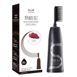 韩金靓 易梳彩染发剂 黑茶色180ml（可盖白发）