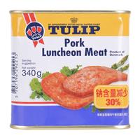 郁金香 丹麦减盐猪肉午餐肉罐头340g 即食熟食火锅麻辣香锅配菜