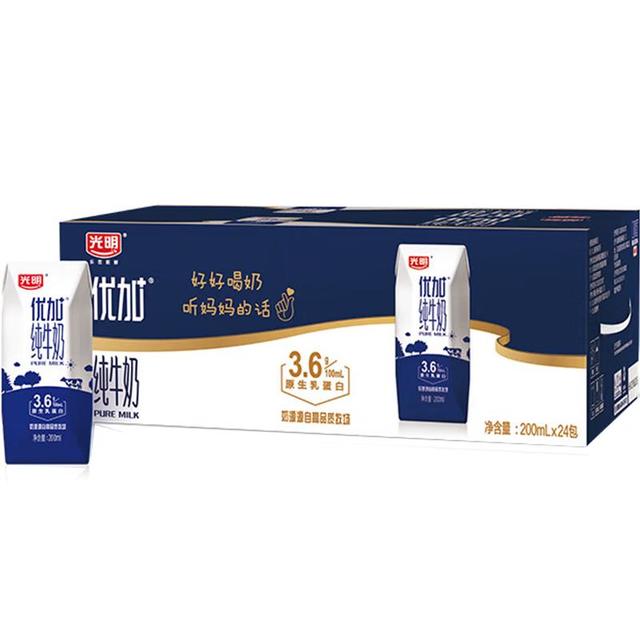 光明 优加纯牛奶 200ml*24盒 3.6g乳蛋白