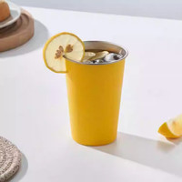 跨户外旅行装备户外杯子某米同款纸杯创意杯304加厚不锈钢子 闪电黄1个装 不锈钢杯子