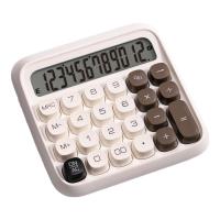 得力 圆点高按键时尚计算器 12位数字宽屏显示 /办公用品 白色 TE36 加大宽屏-浅月白
