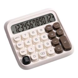 得力 圆点高按键时尚计算器 12位数字宽屏显示 /办公用品 白色 TE36 加大宽屏-浅月白