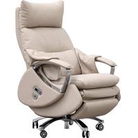 顾全（GUQUAN）高档电动老板椅按摩椅书房办公椅头层牛皮电脑椅办公室舒适大班椅 深灰-电动款头层牛皮【标准款】