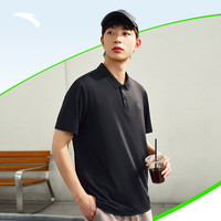 安踏 奥特莱斯型动POLO丨休闲翻领短袖男夏季速干商务通勤上衣 基础黑 -4 S