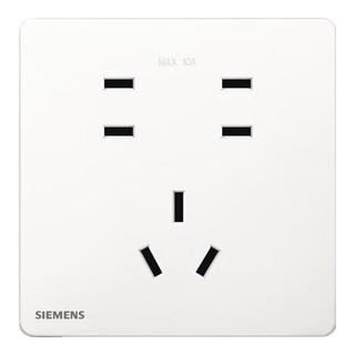 西门子（SIEMENS）开关插座面板 10A七孔插座 纤薄哑光 暗装插座 驭彩奶油白 一位超五类电脑