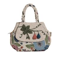 一抹异彩质感布艺小包独特复古风小众斜挎包民族风手工织单肩包包轻便帆布休闲女包 葫芦